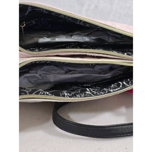 Betsey Johnson Women's Blush Bone Double Zip Bag Tasseled‎ Quilted Floral NEW - Picture 6 of 10